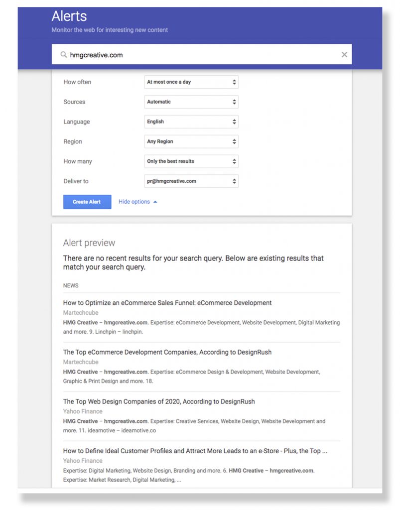 New Website Google Alerts